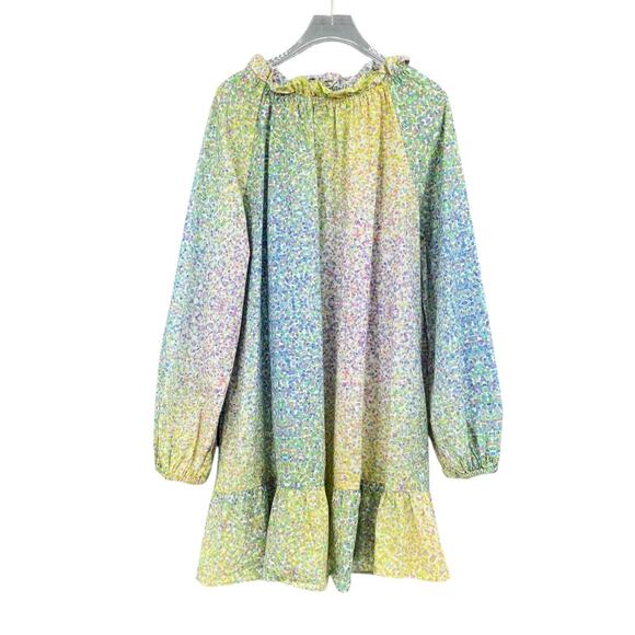 Cynthia Rowley Confetti Dot Print 100% Poplin Cotton Long Sleeve Shift Dress - Picture 12 of 16